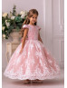 Ivory Lace Blush Pink Tulle V Back Flower Girl Dress Ivory Lace Blush Pink Tulle V Back Flower Girl Dress